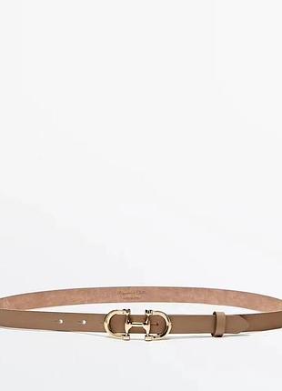 Ремінь жіночий massimo dutti шкіряний бежевий
