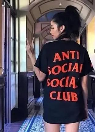 Мужская футболка anti social social club assc черная унисекс