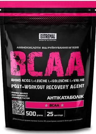 Аминокислоты extremal bcaa 2:1:1 500 г грейпфрут, всаа для вкусных коктейлей, для защиты и восстановления мышц