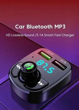 Bluetooth 5.0 led mp3 автомобільний fm аудіоприймач hands-free трансмітер передавач 2.1a 3.1a qc3.0 pd type c dual usb автомобільн