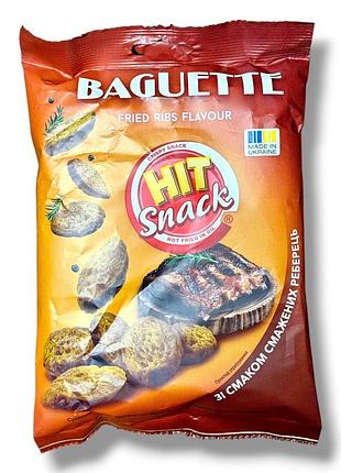 Сухарики багет hit snack «смажені ребришки» 60 г, хрусткі грінки зі смаком сиру хіт снек