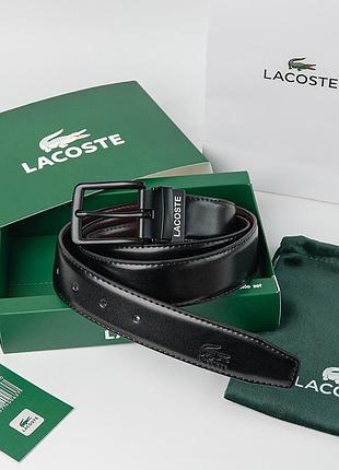 Мужской двусторонний кожаный ремень lactose черный