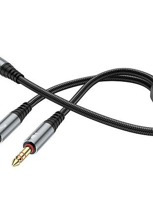 Аудио кабель-адаптер hoco upa21 2-in-1 3,5 mm на 2*3,5 mm 25 см серый