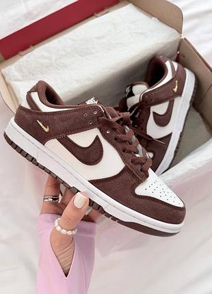 Nike sb dunk low sail brown жіночі кросівки найк данк замшеві