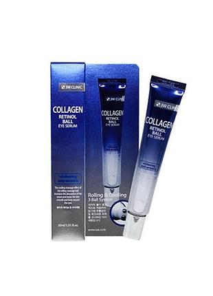 Серум-масажер для шкіри навколо очей із колагеном і ретинолом 3w clinic collagen retinol eye ball serum