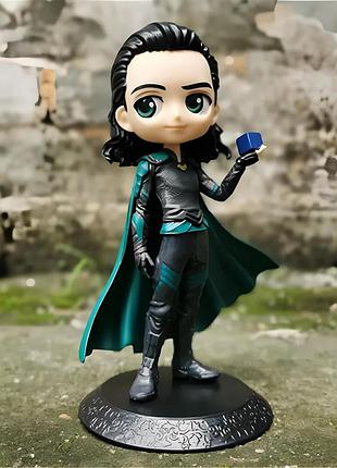 Статуэтка локи в стиле аниме, фигурка loki 14 см с большими глазами — коллекционная игрушка для фанатов marvel и аниме, яркий и
