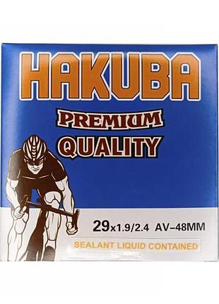 Велосипедна антипрокольна камера hakuba 29×1.9/2.4", авто-ніпель (av) 48 мм, з рідиною