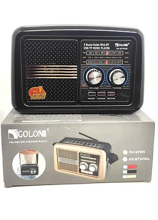Радио портативная колонка mp3 usb golon с солнечной панелью golon rx-bt978s solar черный