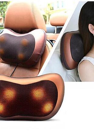 Роликовый массажер для спины и шеи massage pillow ghm 8028 | массажная подушка | массажер с подогревом 4 ролик
