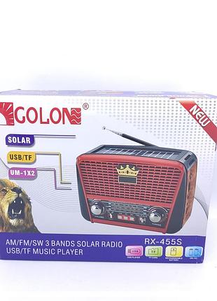 Радио портативная колонка mp3 usb golon с солнечной панелью golon rx-455s solar