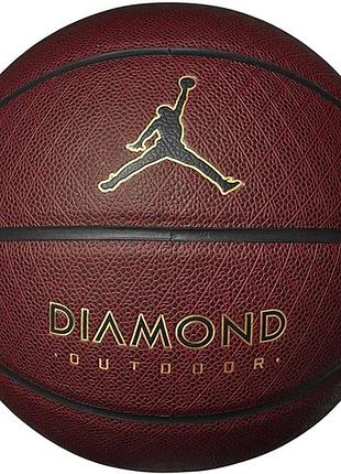 Баскетбольный мяч nike jordan diamond outdoor 8p спущный янтарный/черный/металлические олото/черный размер 7 (орригинал)