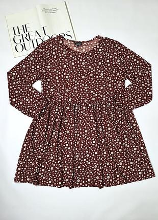 Платье трикотажное wednesday's girl eur 52 р. u9 24 р. бордовое/цветочный принт/балталл/на длинный рукав