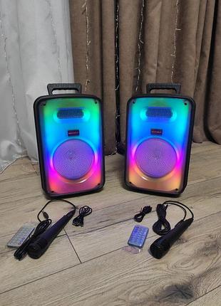 Стерео акустика gw-818bm из двух колонок с функцией tws/караоке