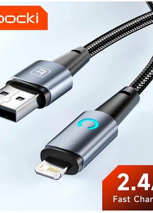 Кабель toocki lightning usb 2.4a швидка зарядка iphone 1 метр провід шнур