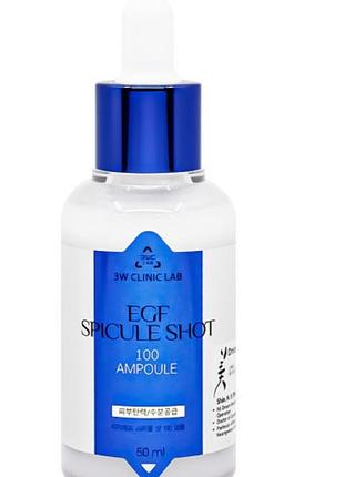 Активна сироватка з egf і спікулами 3w clinic lab egf spicule shot 100 ампула 50 мл