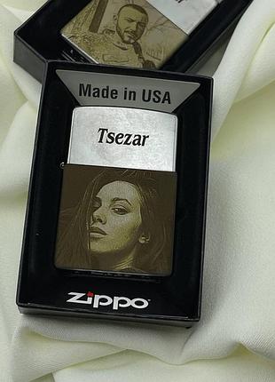 Зажигалка бензиновая zippo сталь (оригинал) с лазерной гравировкой