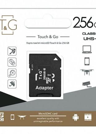 Карта памяти с адаптером t&g micro sdxc 256gb uhs-3 class 10 черный