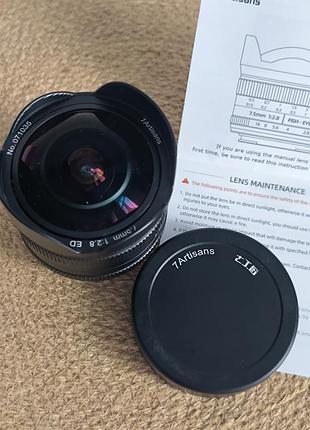 Объектив 7artisans 7.5mm f/2.8 ii, сверхширокоугольный, мануальный.