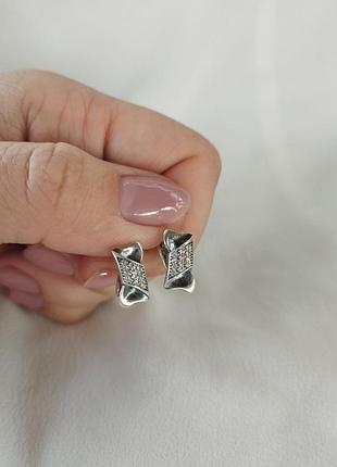 Серьги серебряные 925 с чернением бантики