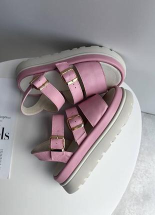 Босоножки кожаные на платформе розовые р. 37 - 39