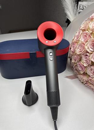Фен super hair dryer красный с ионизацией и турборежимом с кейсом на 1 насадку