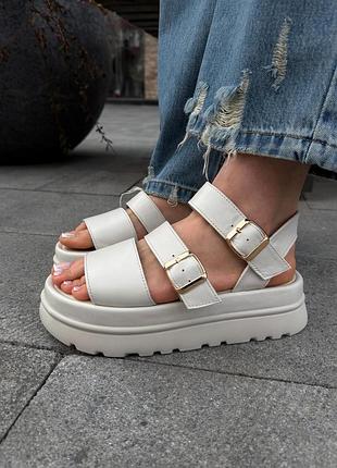 Босоножки кожаные на платформе молочные р. 36 - 40