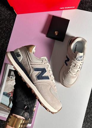 Жіночі кросівки new balance 574 light grey navy
