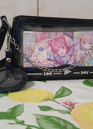 Черная ита-сумка (ita-bag) черная лакированная + мерч project sekai (airi momoi) подержана, женская, только после платья, маленькая