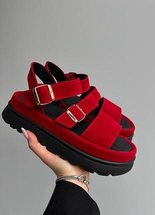 Босоножки замшевые на платформе красные р. 36 - 40