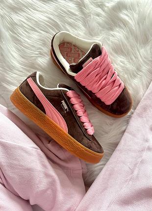 Стильные женские кеды puma suede xl brown pink