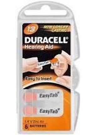 Батарейка duracell zinc air da 13 (6 bl)