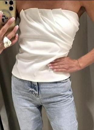 Корсетный топ с открытыми плечами с драпировкой белого цвета zara
⚡⚡⚡⚡⚡⚡⚡⚡⚡⚡⚡⚡
