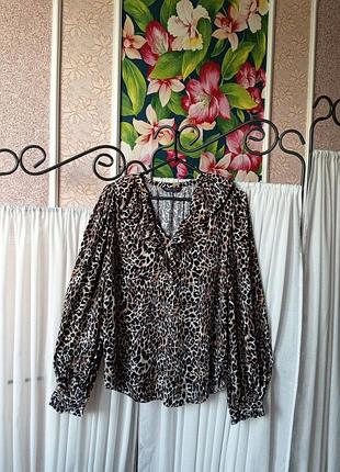Стильна леопардова натуральна блуза з воланами бохо m&s collection.