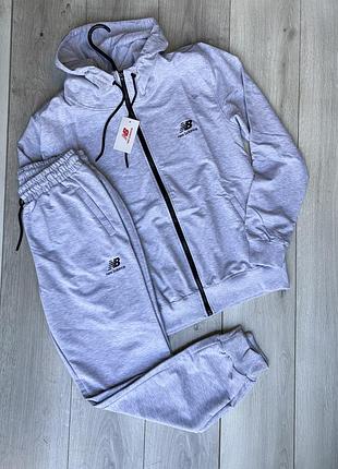 Сірий чоловічий спортивний костюм new balance xl двухнитка трикотаж спортивний костюм меланж однотонний