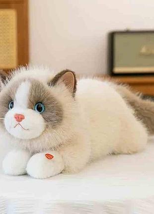 Мягкая игрушка котик бежевый 45см, мяукает