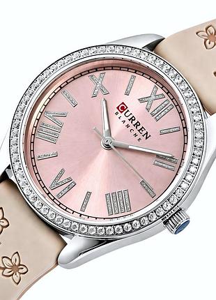 Женские часы curren silvia beige flower с двумя ремешками – стильные кварцевые часы для женщин