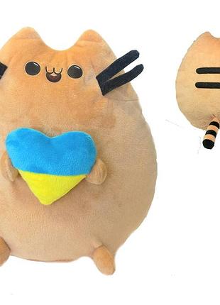 М'яка іграшка "пушин кет крапелька" з серцем, бежевий 26см, тм dreamtoys, україна