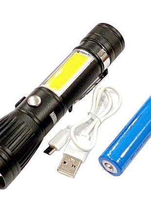 Ручний ліхтар police rb224, li-ion 18650, t6+cob, zoom/ зу usb modern home style