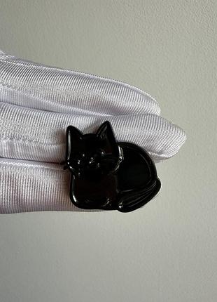 Пін значок металевий брошка чорний котик “noir” мінімалістичний кіт, стильний чорний значок кішка