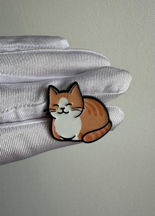 Пін значок металевий брошка рудий котик “рижик” милий кіт, kawaii значок кішка