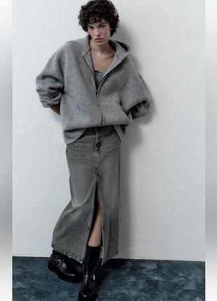 Спідниця джинсова zara сіра довга міді