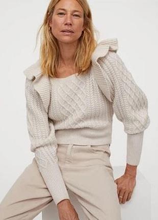 Бежевий джемпер жіночій вʼязаний h&m, светр xs