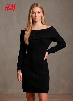 Новое черное вязаное платье с воротом h&amp;m xs