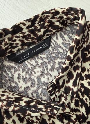 Платье zara m, s, мини, длинный рукав, животный принт, леопардовое на пуговицах, платье халат