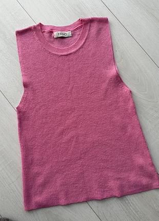 Топ famo новый, розовый one size, s, m, вискоза, майка без рукавов