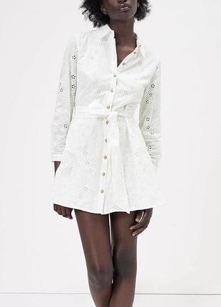 Біла сукня з прошви шиття zara