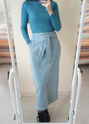 Джинсова міді спідниця