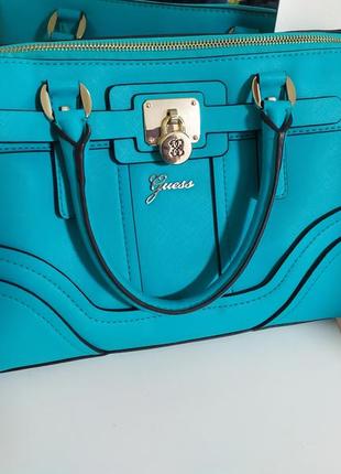 Бірюзова сумка guess hensely mini satchel vg493005
