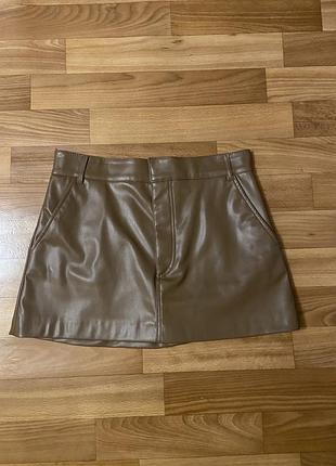 Юбка шорты коричневая zara