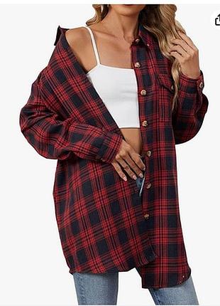 Тонка подовжена сорочка в клітинку
